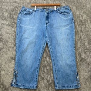 Venezia light wash jeans with rhinestone embellishments on waist and ankle - 26